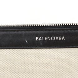 BALENCIAGA Navy Hippo S Tote Bag 339933 Canvas Off-White/Black Women's