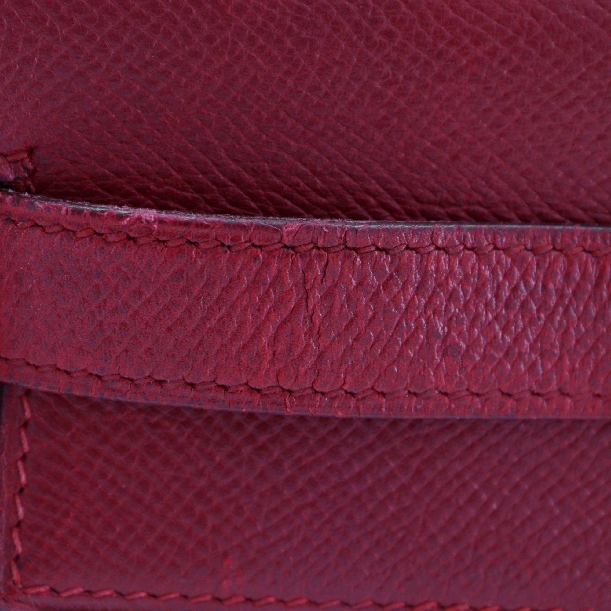 Hermes HERMES Kelly 32 outside sewing handbag Cushvel red 2way A5 belt fasteners Ladies B-rank