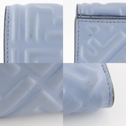 FENDI Medium Baguette Bi-fold Wallet FF Embossed 8M0419 Calfskin Light Blue Snap Button Women's