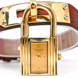 Hermes HERMES Kelly Watch Wristwatch Gold Plated x Leather 1997 Red □A Quartz Analog Display Dial watch Ladies