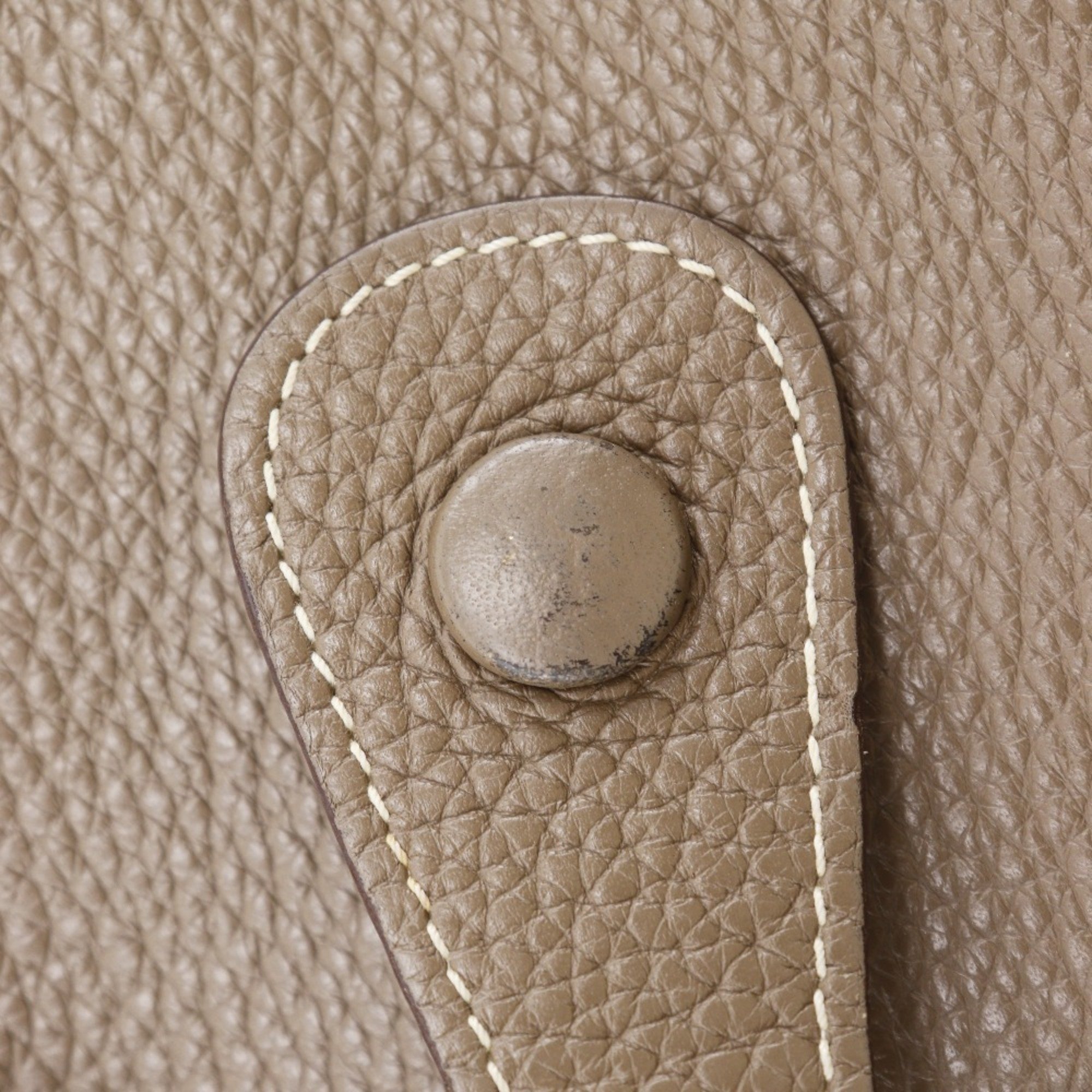 Hermes HERMES Evelyne3 GM Shoulder Bag Taurillon Clemence Etoupe 2013 □Q A5 Snap Button Ladies