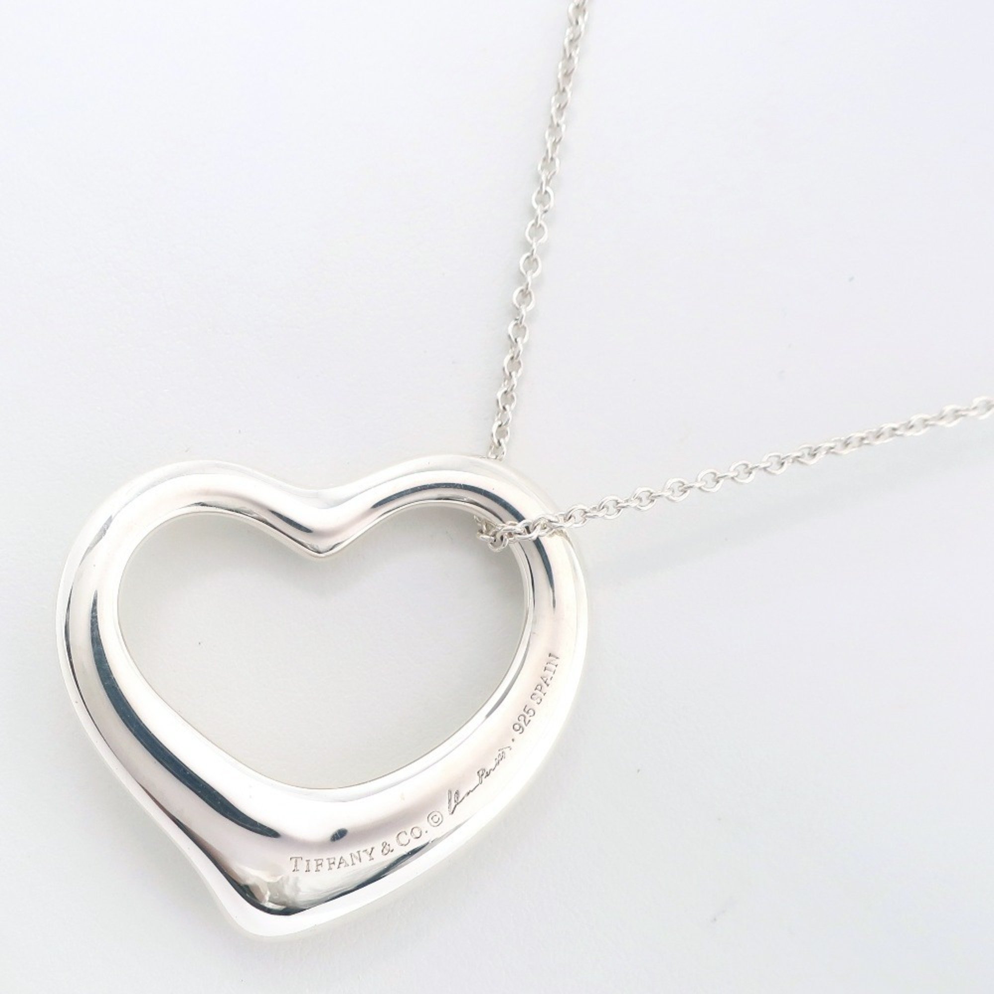 Tiffany TIFFANY&Co. Heart Large Necklace Elsa Peretti Silver 925 Approx. 19.6g Open Women's