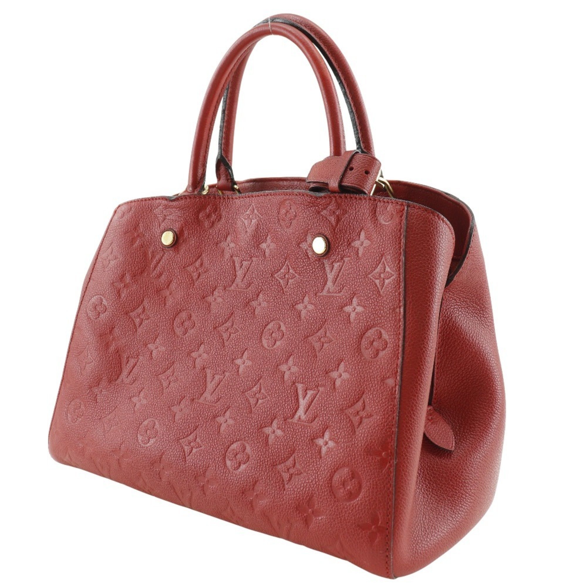 Louis Vuitton LOUIS VUITTON Montaigne MM Handbag Shoulder M41194 Monogram Empreinte Cerise 2014 Red SP3154 2way A5 Women's