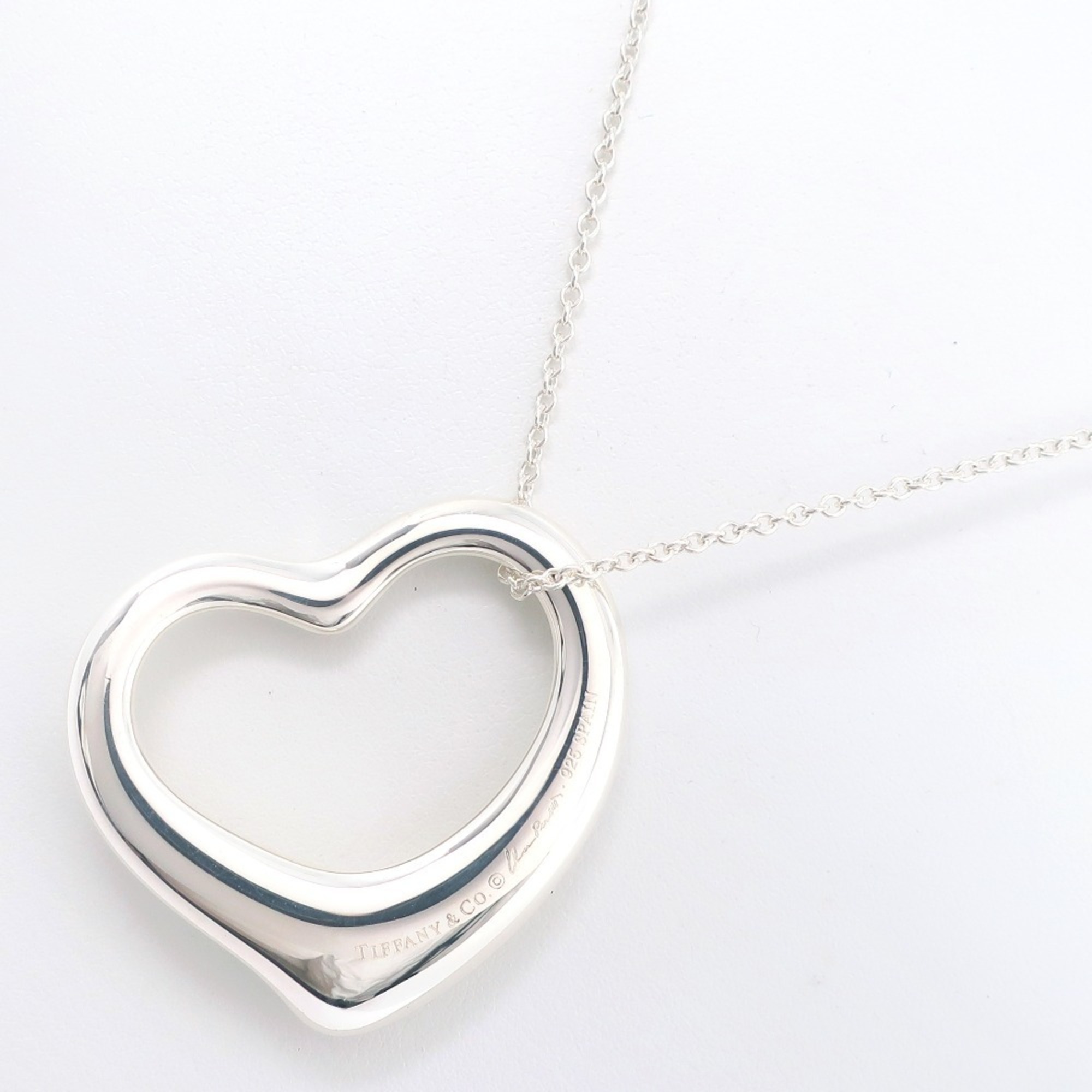 Tiffany TIFFANY&Co. Heart Large Necklace Elsa Peretti Silver 925 Approx. 19.0g Open Women's