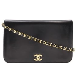 Chanel CHANEL Chain Shoulder Bag Coco Mark Calf Black Snap Button ChainShoulder Women's