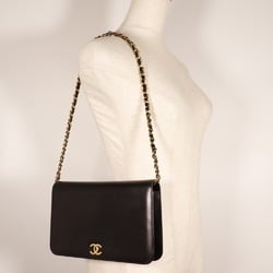 Chanel CHANEL Chain Shoulder Bag Coco Mark Calf Black Snap Button ChainShoulder Women's