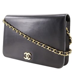 Chanel CHANEL Chain Shoulder Bag Coco Mark Calf Black Snap Button ChainShoulder Women's