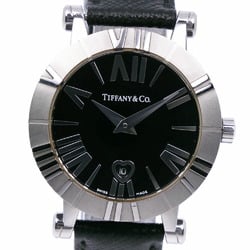 Tiffany TIFFANY&Co. Atlas Watch Stainless Steel x Leather Quartz Analog Display Black Dial Ladies