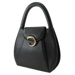 CARTIER Panther handbag calfskin black A5 flap ladies