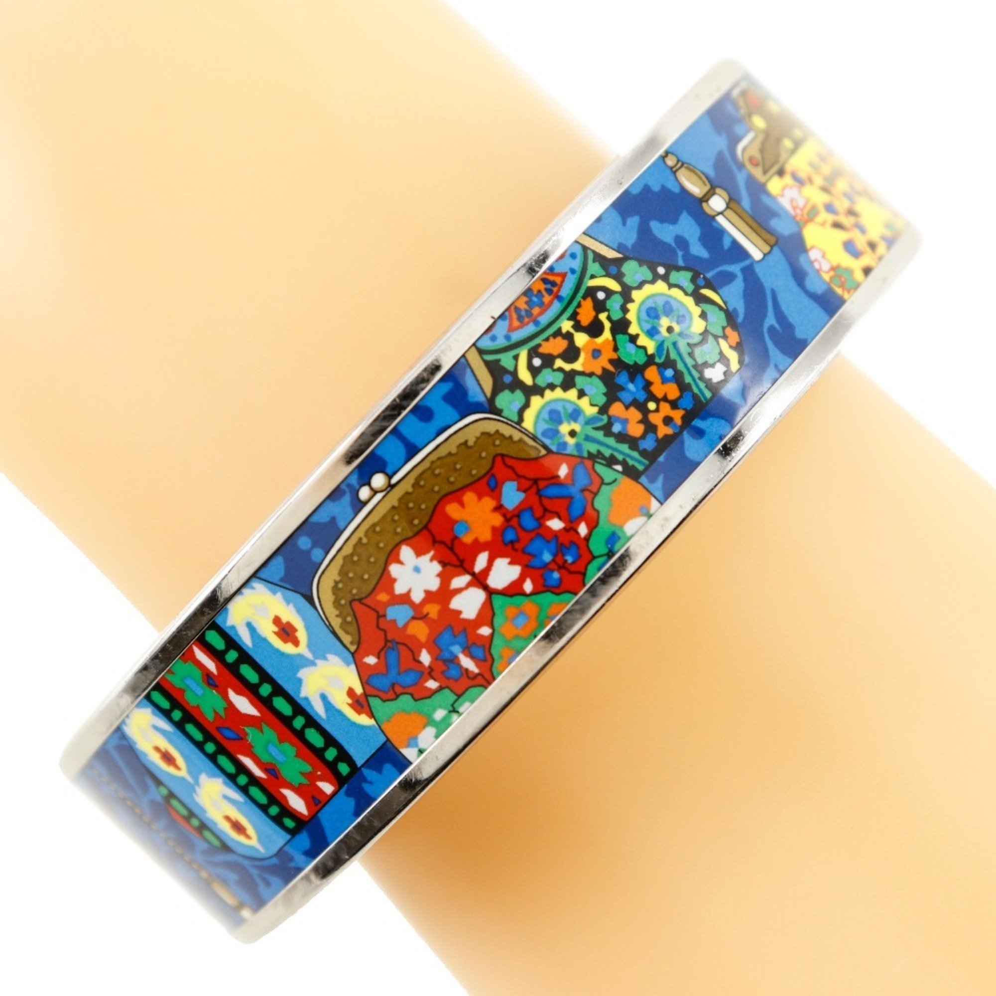 Hermes HERMES Emailed GM Bangle Enamel Silver/Blue Approx. 37.5g EmailGM Women's