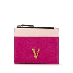 Versace Virtus Bicolor Card Case Coin Purple Pink Leather Women's VERSACE