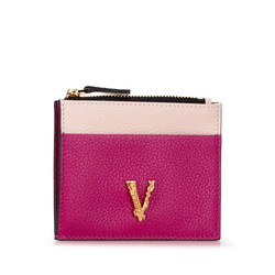 Versace Virtus Bicolor Card Case Coin Purple Pink Leather Women's VERSACE