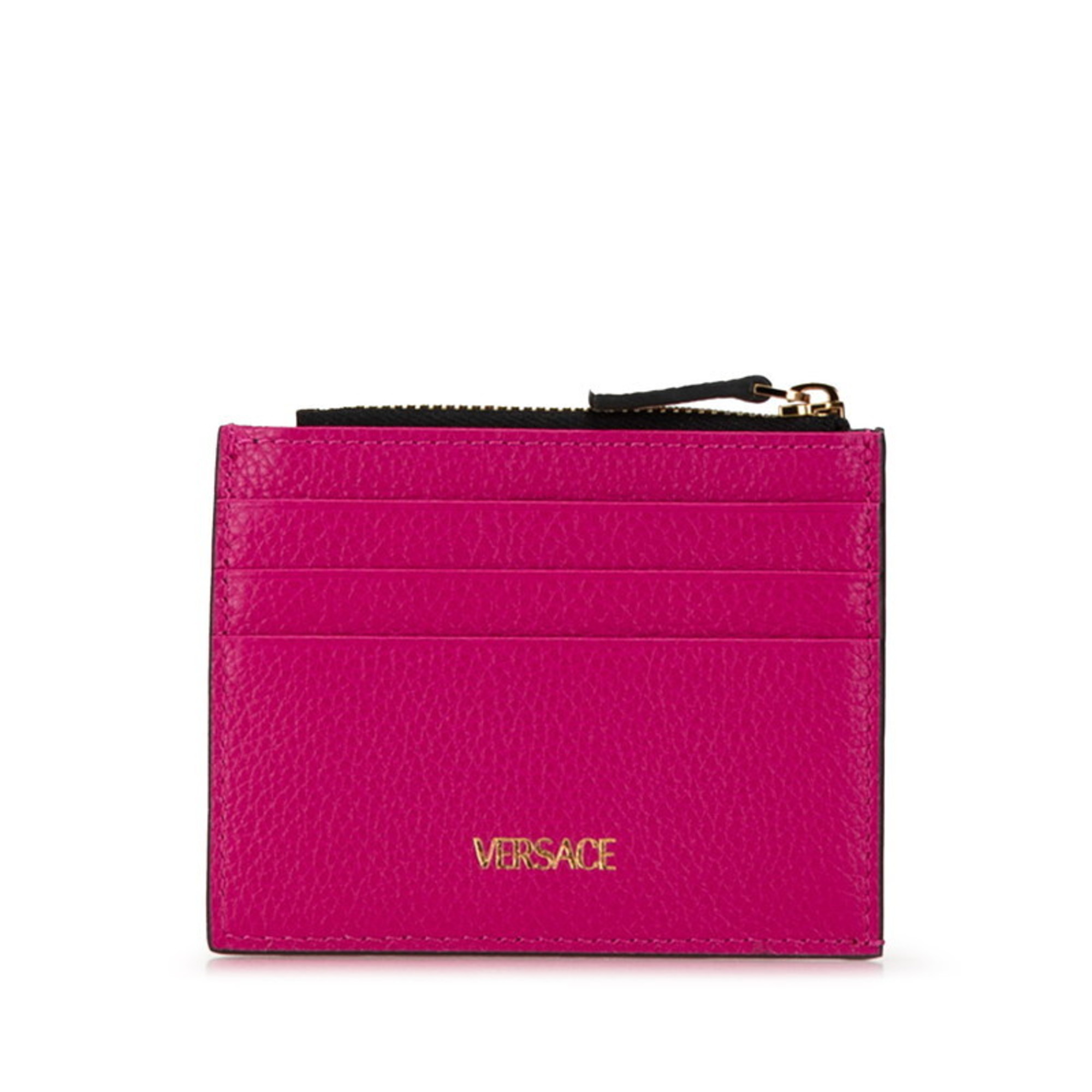 Versace Virtus Bicolor Card Case Coin Purple Pink Leather Women's VERSACE