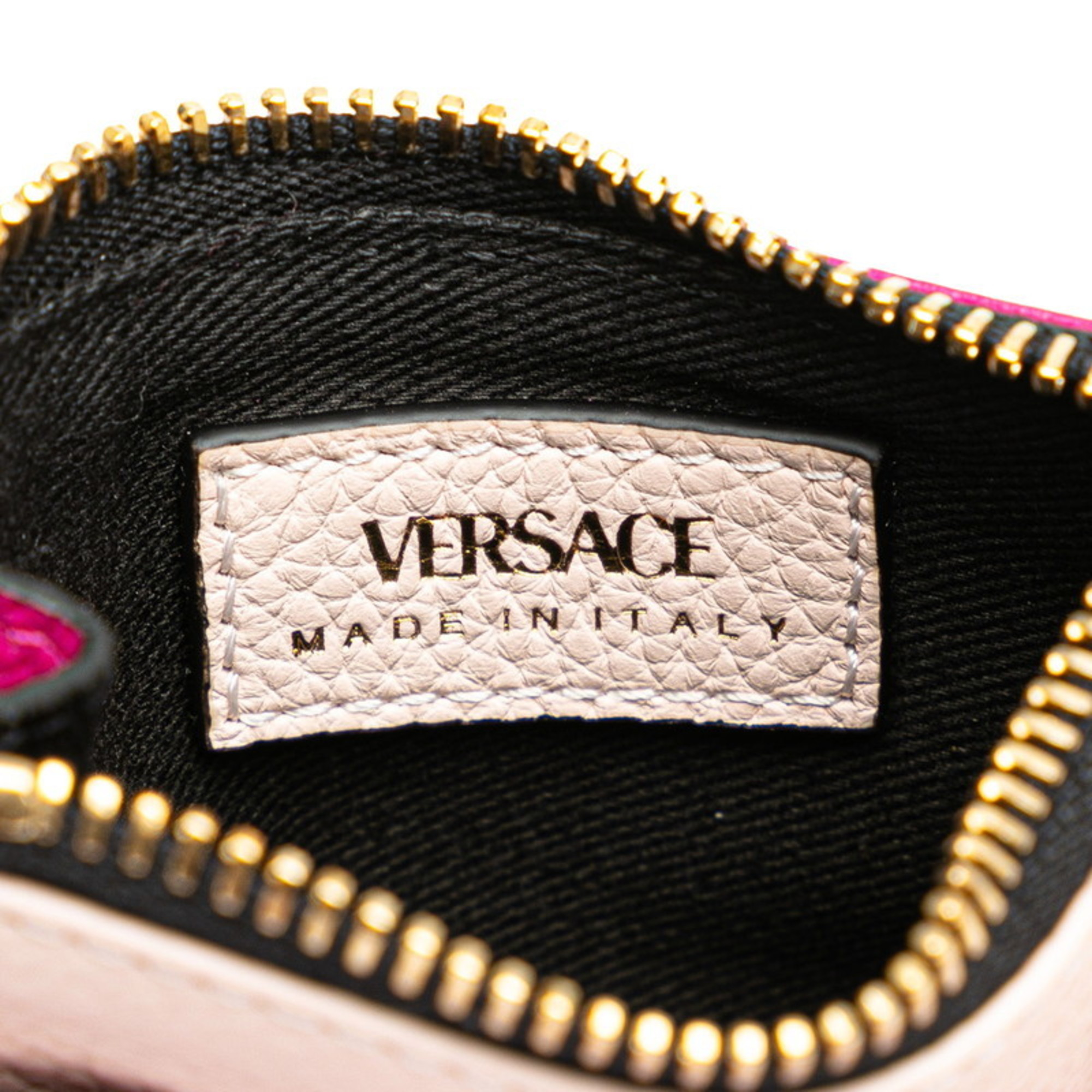 Versace Virtus Bicolor Card Case Coin Purple Pink Leather Women's VERSACE