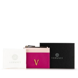 Versace Virtus Bicolor Card Case Coin Purple Pink Leather Women's VERSACE