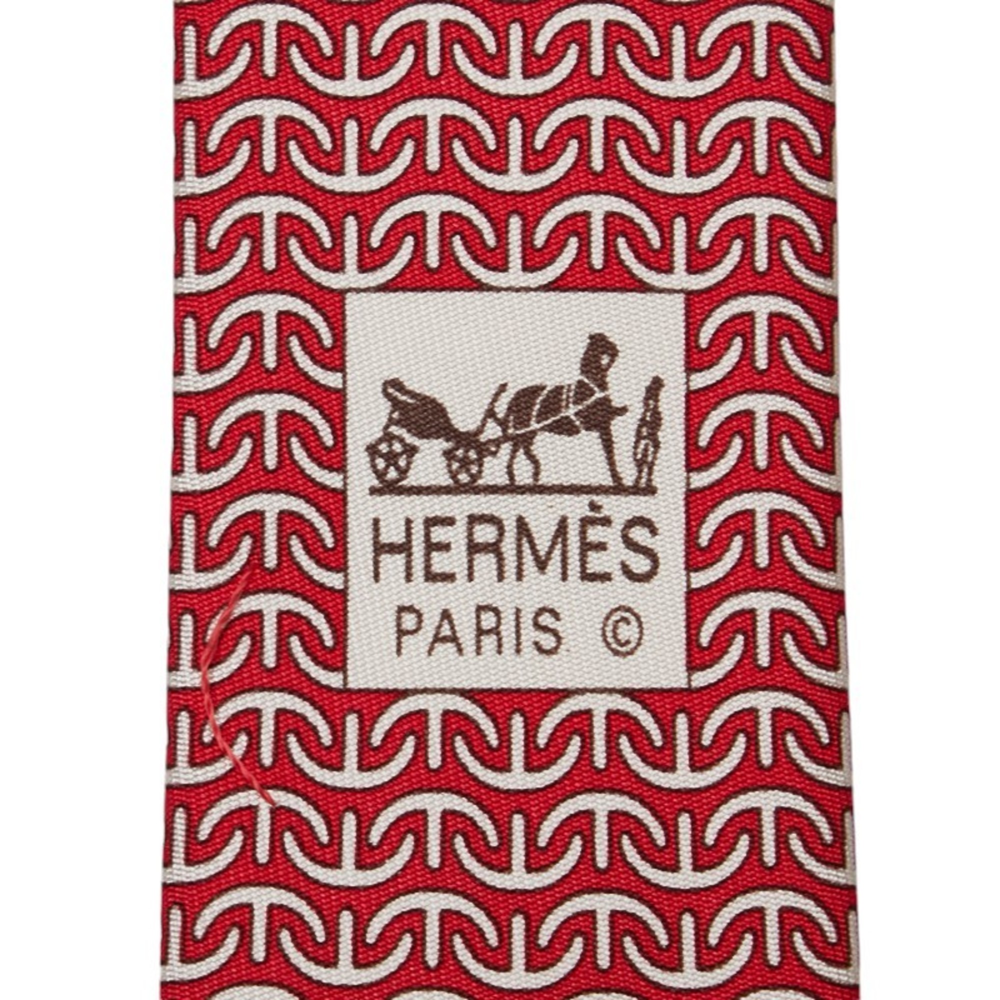 Hermes necktie red silk women's HERMES