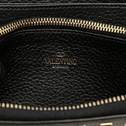 Valentino Rockstud Round Long Wallet Black Leather Women's VALENTINO