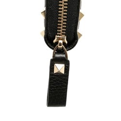 Valentino Rockstud Round Long Wallet Black Leather Women's VALENTINO