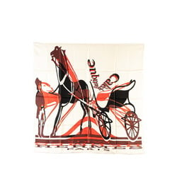 Hermes Carre 90 CALECHE ELASTIQUE Caleche Elastic Scarf Muffler White Red Multicolor Silk Women's HERMES