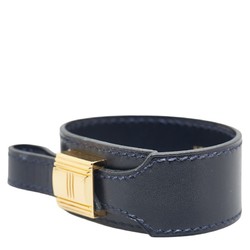 Hermes Artemis Bracelet Navy Gold Leather Plated Women's HERMES