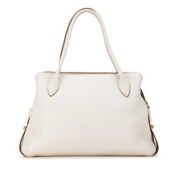 Prada Triangle Plate Handbag Shoulder Bag 1BA127 White Beige Leather Women's PRADA