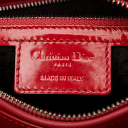 Christian Dior Dior Lady Cannage Handbag Shoulder Bag Red Enamel Women's