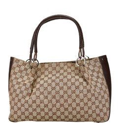 Gucci GG Canvas Tote Bag 115015 Beige Brown Leather Women's GUCCI