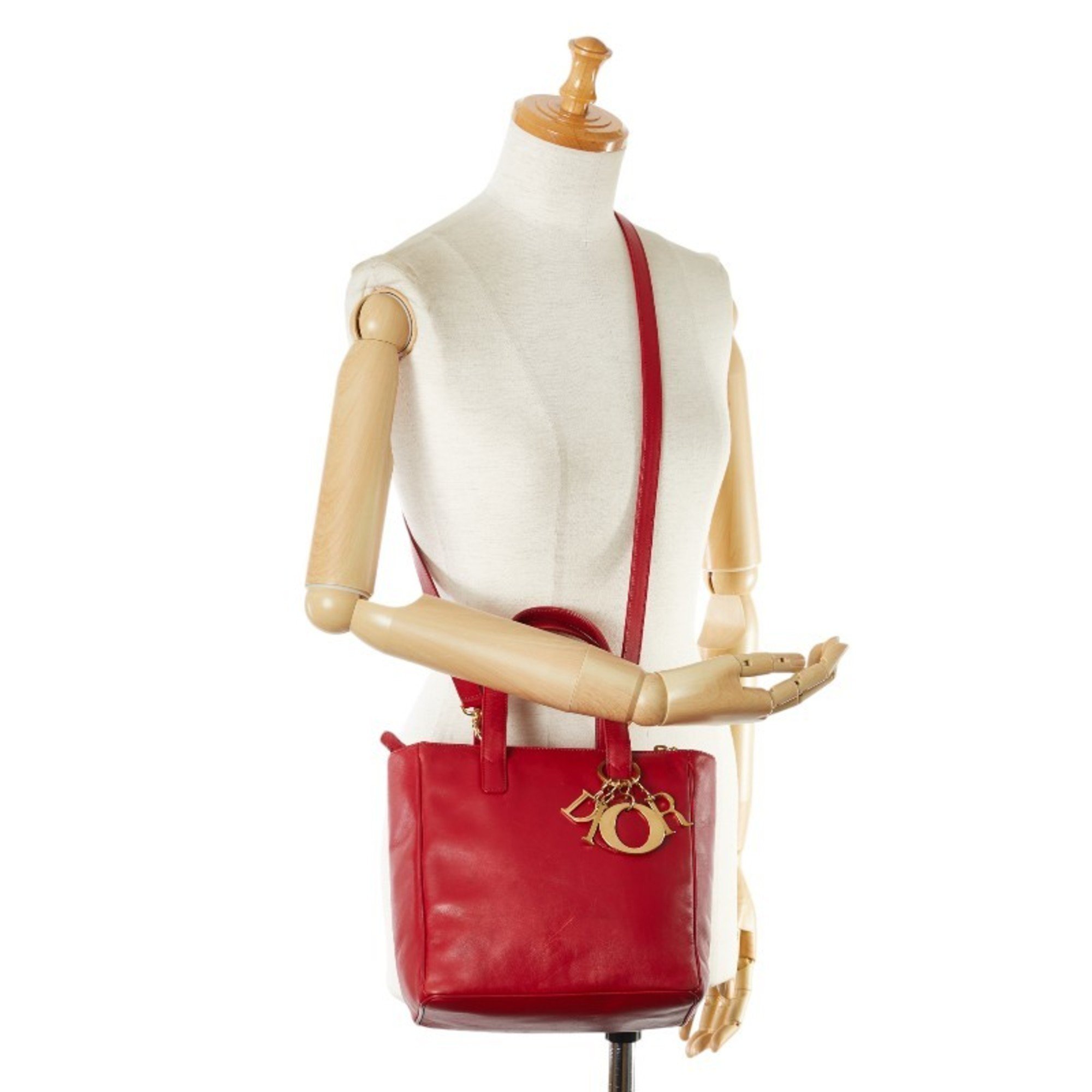 Christian Dior Dior handbag shoulder bag red leather women's