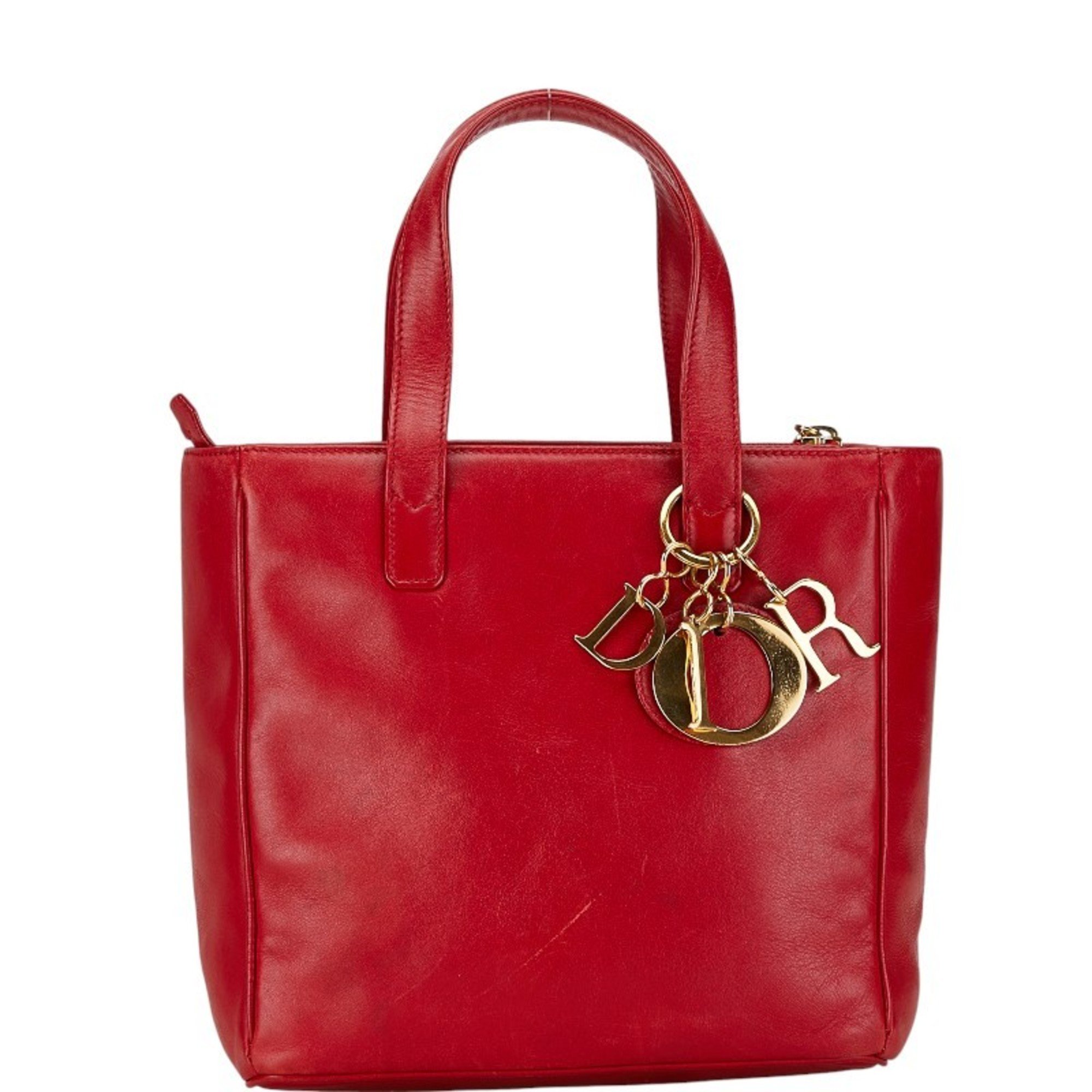 Christian Dior Dior handbag shoulder bag red leather women's