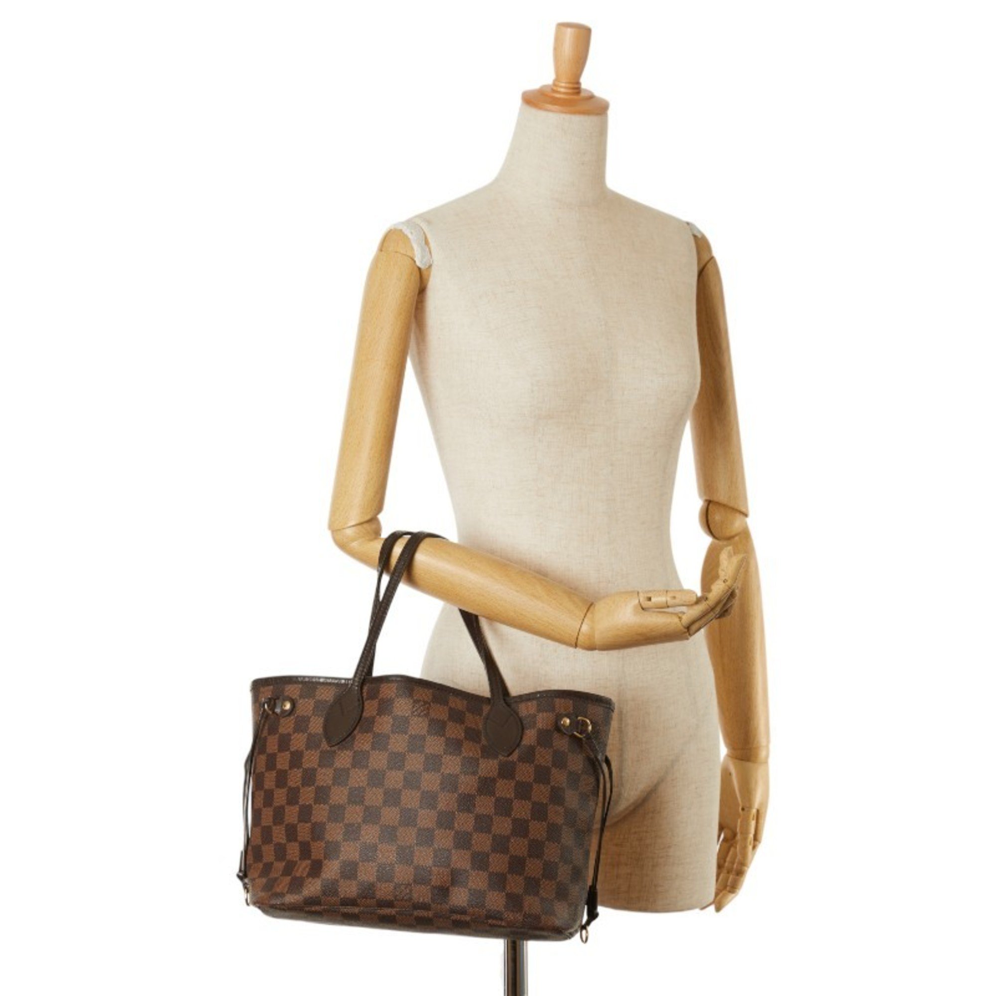 Louis Vuitton Damier Neverfull PM Tote Bag Handbag N41359 Ebene Brown PVC Leather Women's LOUIS VUITTON