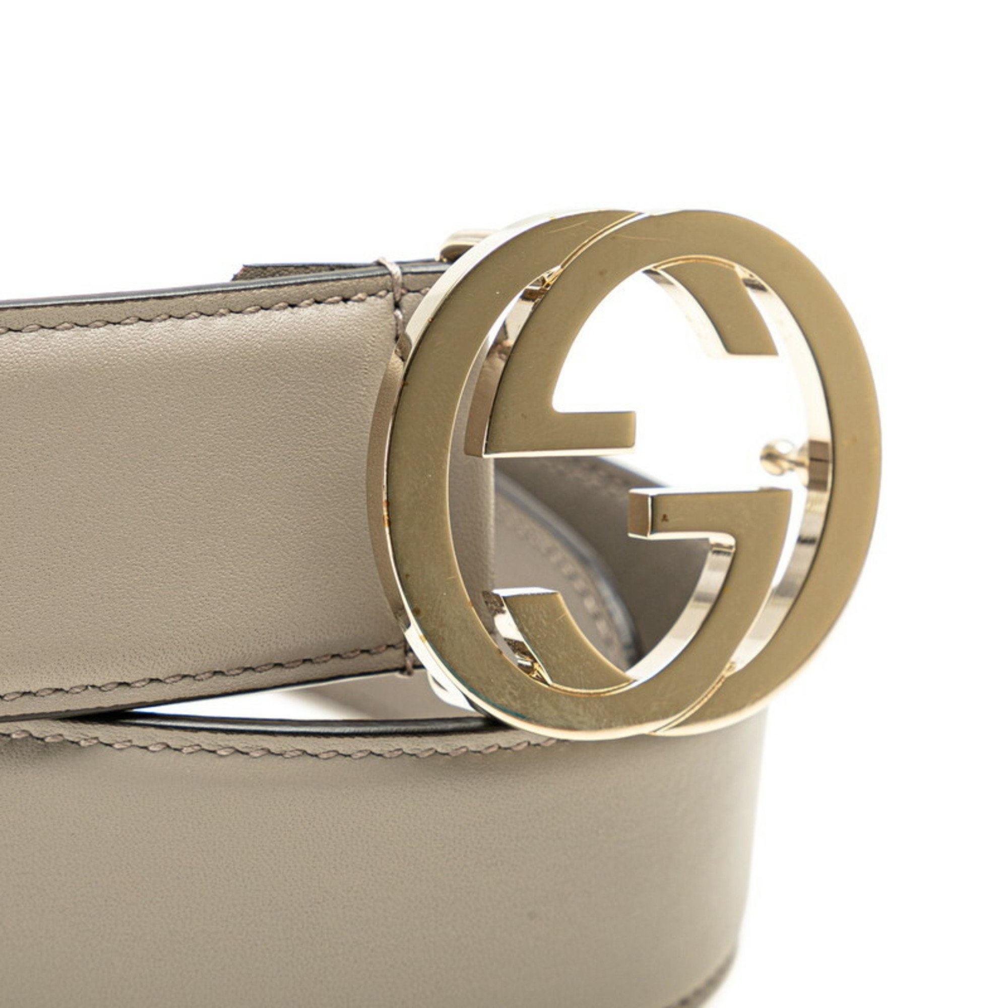 Gucci Interlocking G Belt 70 546383 Light Grey Leather Men's GUCCI