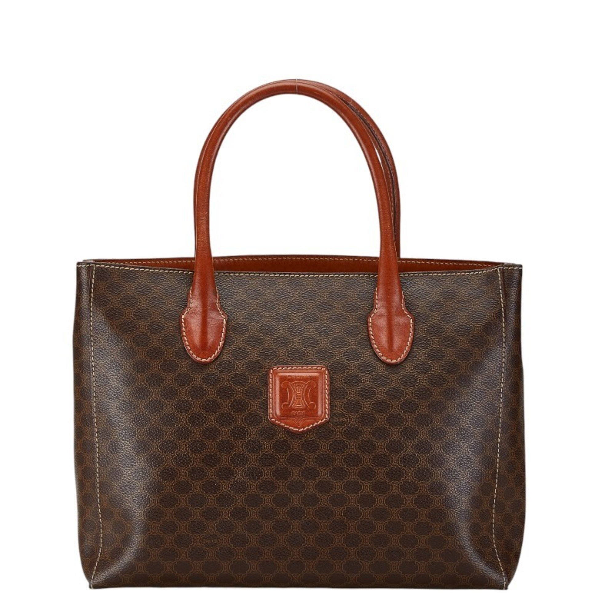 Celine Macadam Tote Bag Brown PVC Leather Women's CELINE