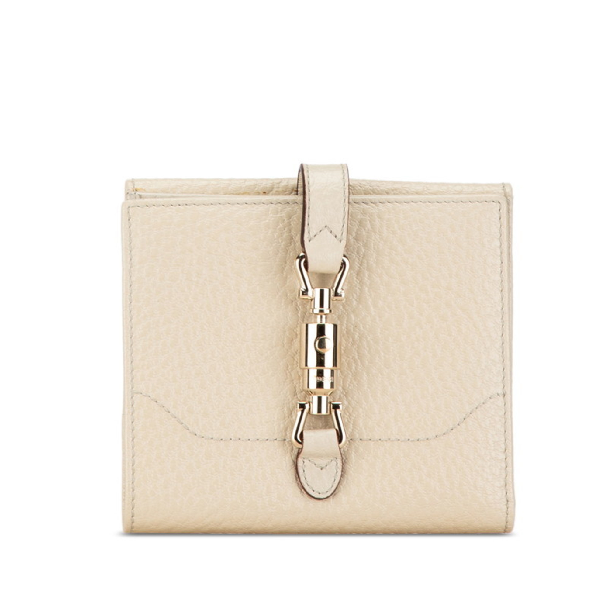 Gucci W Jackie Bi-fold Wallet 141435 Beige Ivory Leather Women's GUCCI