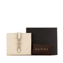 Gucci W Jackie Bi-fold Wallet 141435 Beige Ivory Leather Women's GUCCI