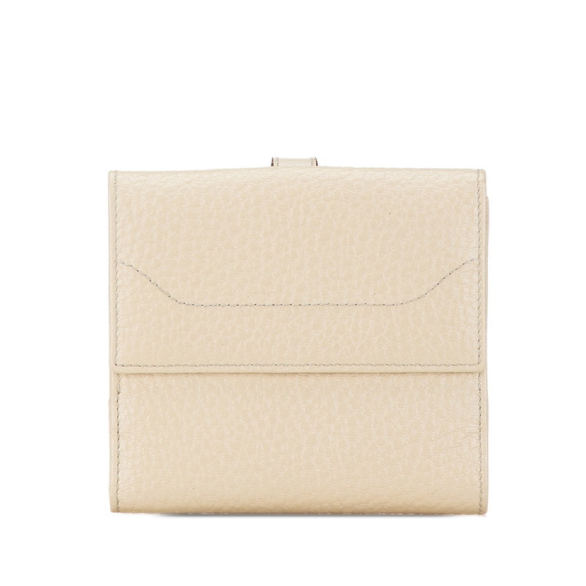 Gucci W Jackie Bi-fold Wallet 141435 Beige Ivory Leather Women's GUCCI