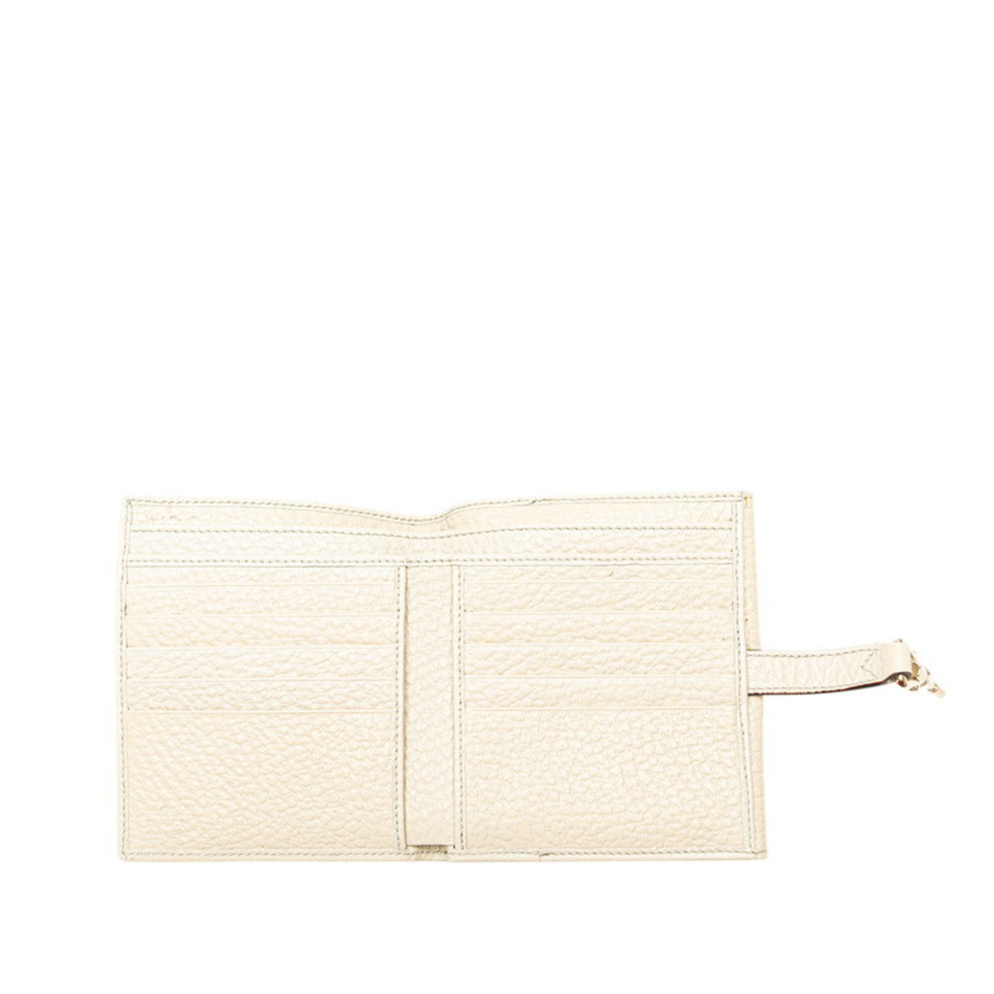 Gucci W Jackie Bi-fold Wallet 141435 Beige Ivory Leather Women's GUCCI