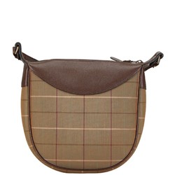 Burberry Check Shoulder Bag Khaki Brown Canvas Leather Women's BURBERRY