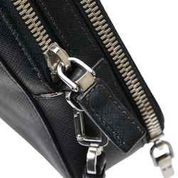 Prada Triangle Plate Clutch Bag Second Black Leather Men's PRADA