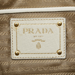 Prada Jacquard Tote Bag Brown White Canvas Leather Women's PRADA