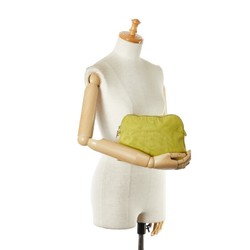 Hermes Bolide 25 Pouch Light Green Canvas Leather Women's HERMES