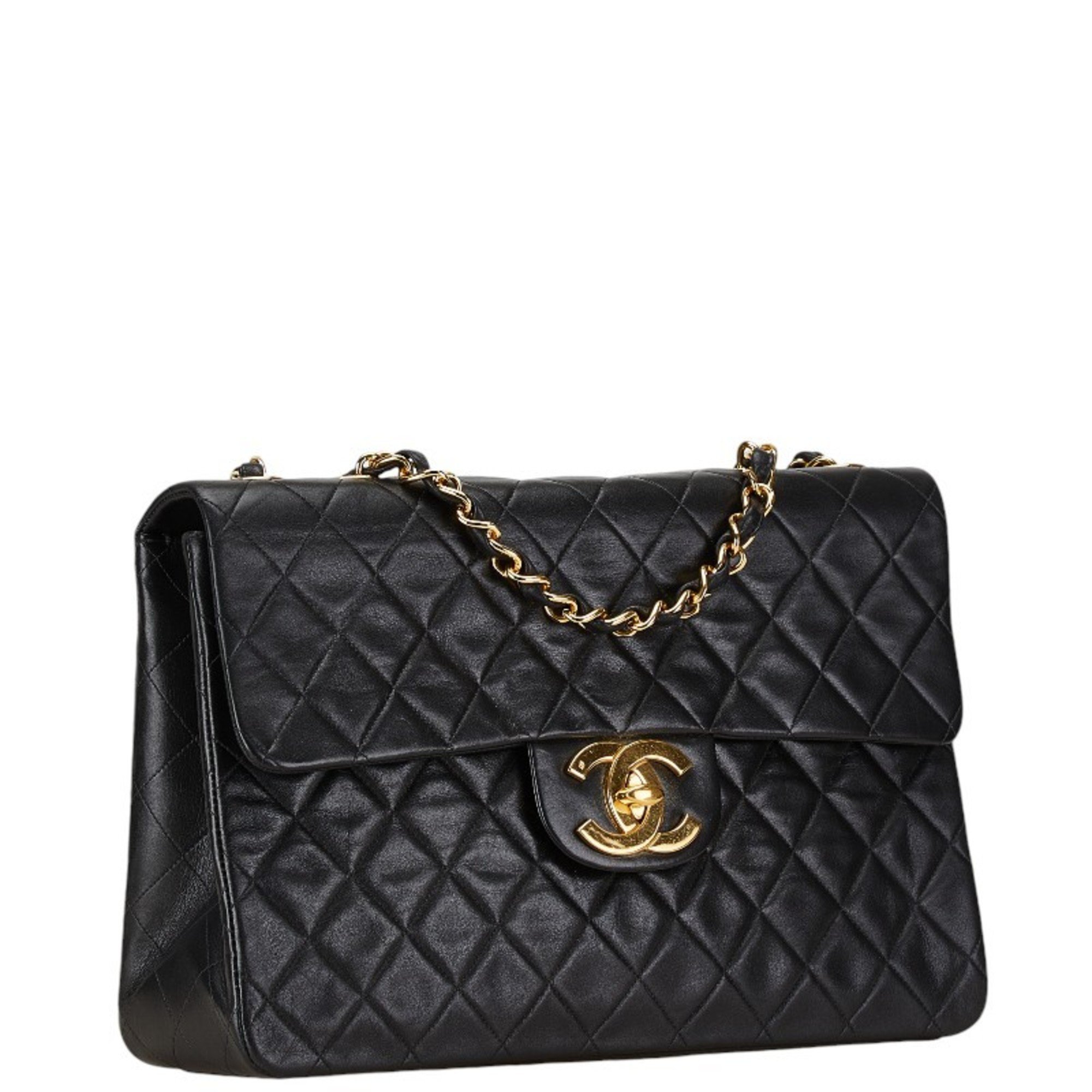 Chanel Matelasse 33 Coco Mark Chain Shoulder Bag Black Lambskin Women's CHANEL