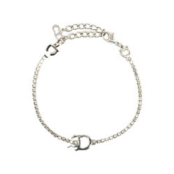 Christian Dior Dior D Rhinestone Bracelet Silver Metal Women's