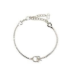 Christian Dior Dior D Rhinestone Bracelet Silver Metal Women's