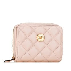 Versace Medusa Quilted Bi-fold Wallet Pink Leather Women's VERSACE