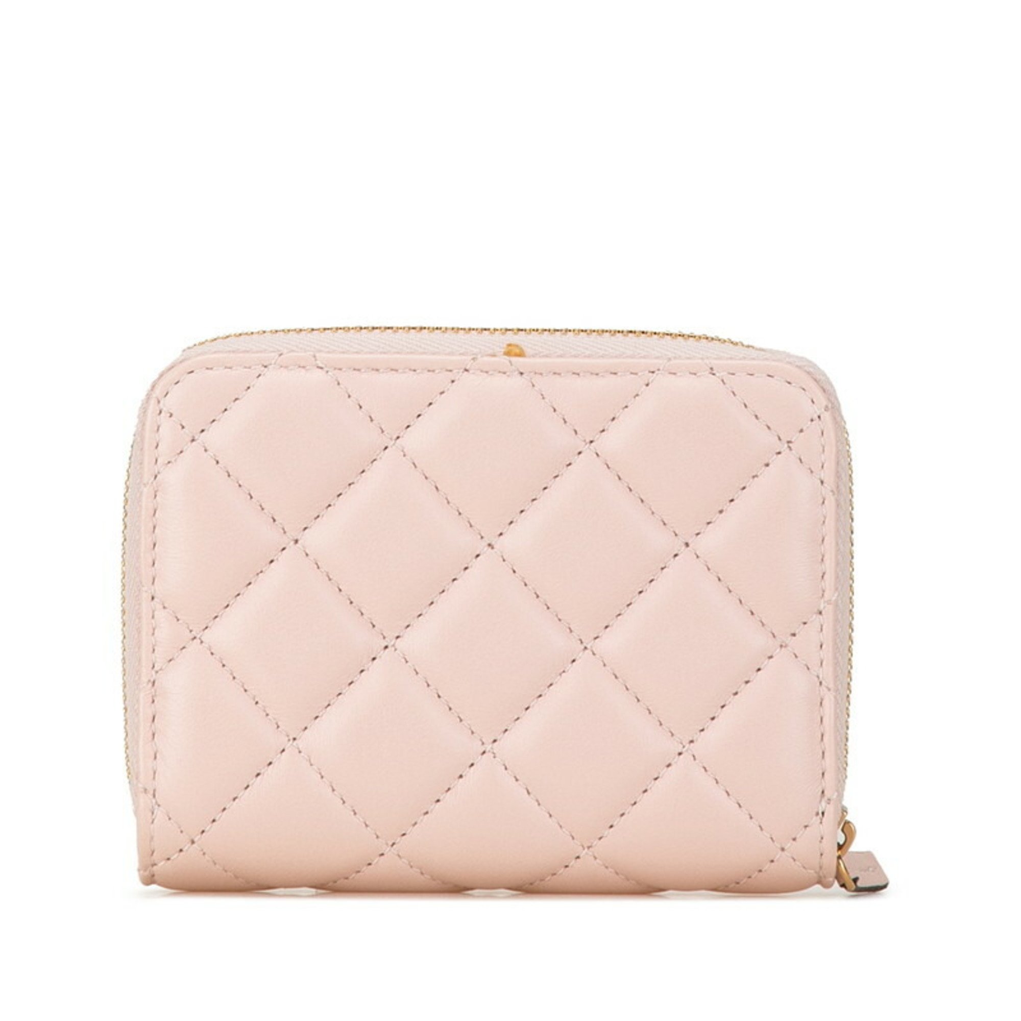 Versace Medusa Quilted Bi-fold Wallet Pink Leather Women's VERSACE