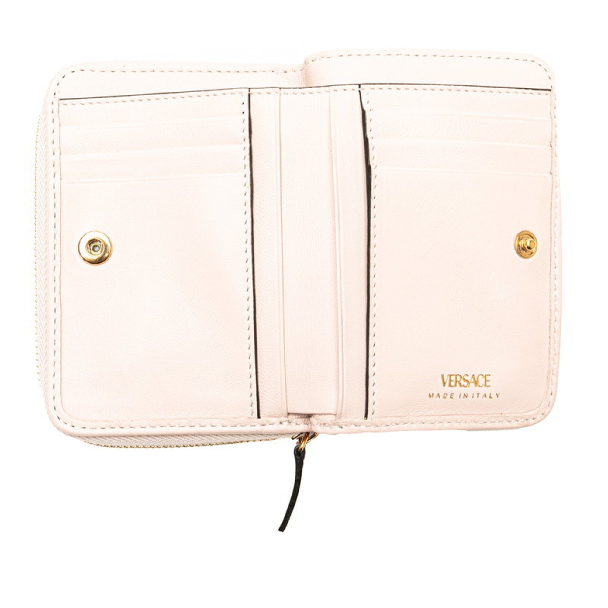 Versace Medusa Quilted Bi-fold Wallet Pink Leather Women's VERSACE