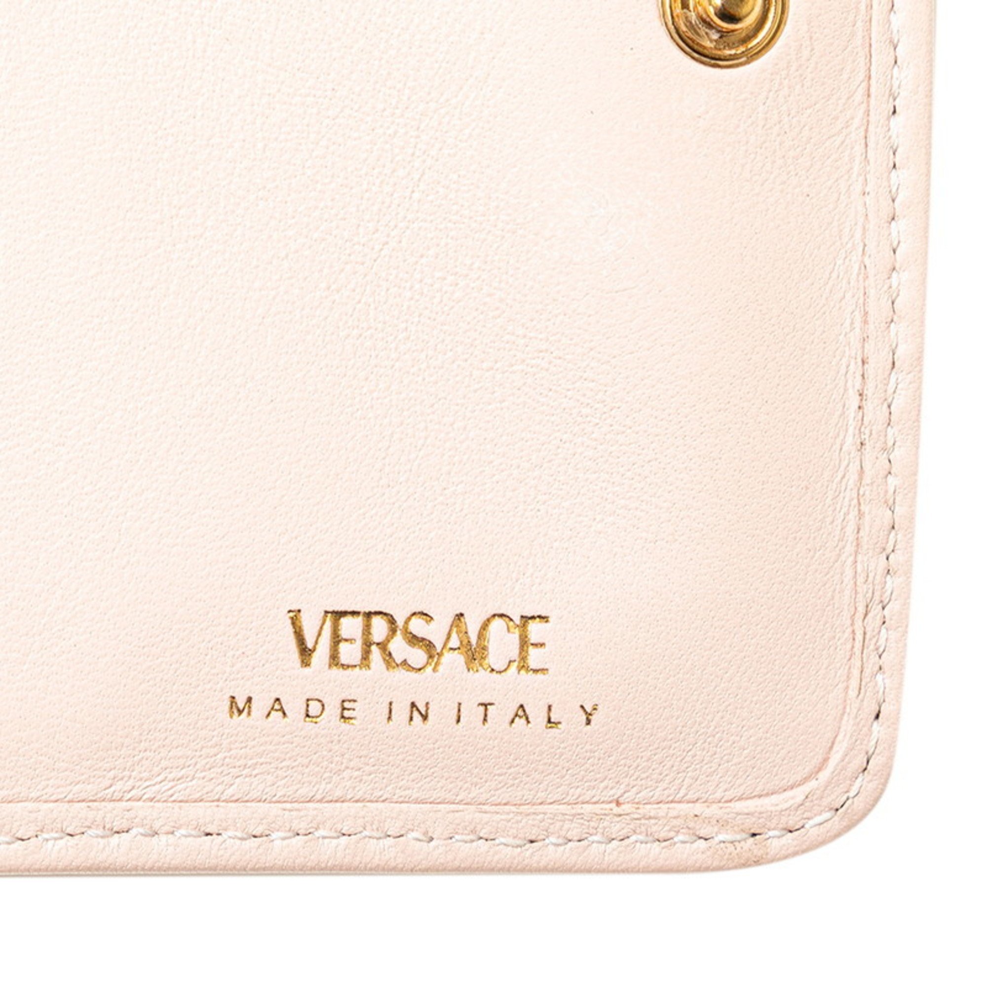 Versace Medusa Quilted Bi-fold Wallet Pink Leather Women's VERSACE