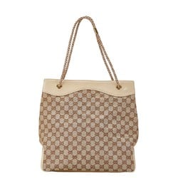 Gucci GG Canvas Tote Bag Handbag 109141 Beige Ivory Leather Women's GUCCI