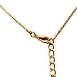 Christian Dior Dior D key motif rhinestone necklace gold plated women's