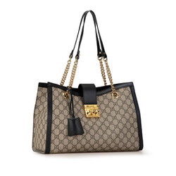 Gucci GG Supreme Padlock Chain Shoulder Bag 479197 Beige Black PVC Leather Women's GUCCI